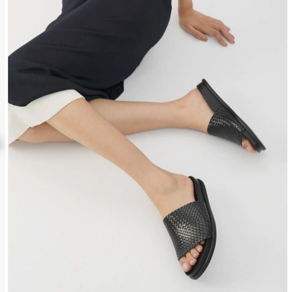 Vagabond Effie Black Croc Embossed Leather Platform Slide On Sandals EUC Size 36 - Picture 10 of 10